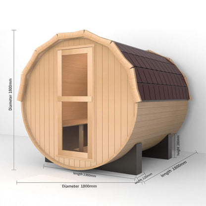 Thermora Premium All-Weather Outdoor Pinewood Barrel Sauna Kit With 4.5KW Heater And Tempered Glass Window