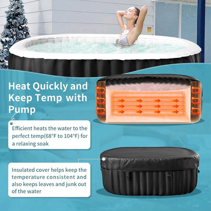 Premium 2-Person Inflatable Hot Tub Kit With 8-Color LED Lights