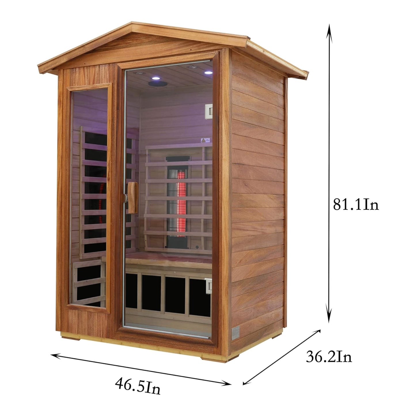 Thermora Deluxe 2-Person Outdoor Mahogany Low EMF Far Infrared Sauna With Bluetooth Audio And LED Lights