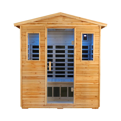 Thermora Deluxe 3-Person Outdoor Full Spectrum Low EMF Infrared Home Sauna With Bluetooth Speakers And LED Reading Light
