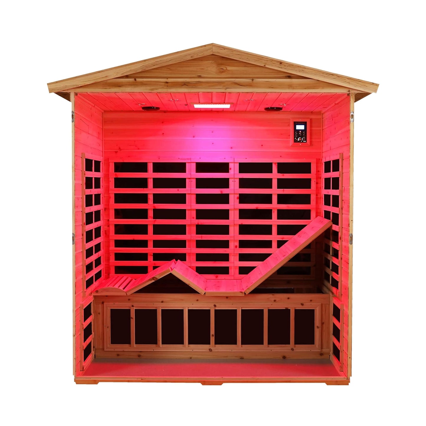 Thermora Deluxe 3-Person Outdoor Full Spectrum Low EMF Infrared Home Sauna With Bluetooth Speakers And LED Reading Light