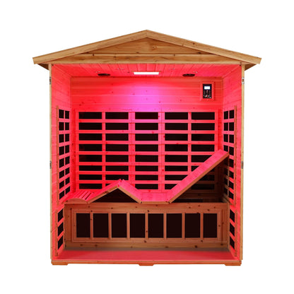 Thermora Deluxe 3-Person Outdoor Full Spectrum Low EMF Infrared Home Sauna With Bluetooth Speakers And LED Reading Light