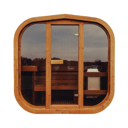 Premium 3-Person Outdoor Scandinavian ThermoWood Cube Sauna Kit With LED Lighting