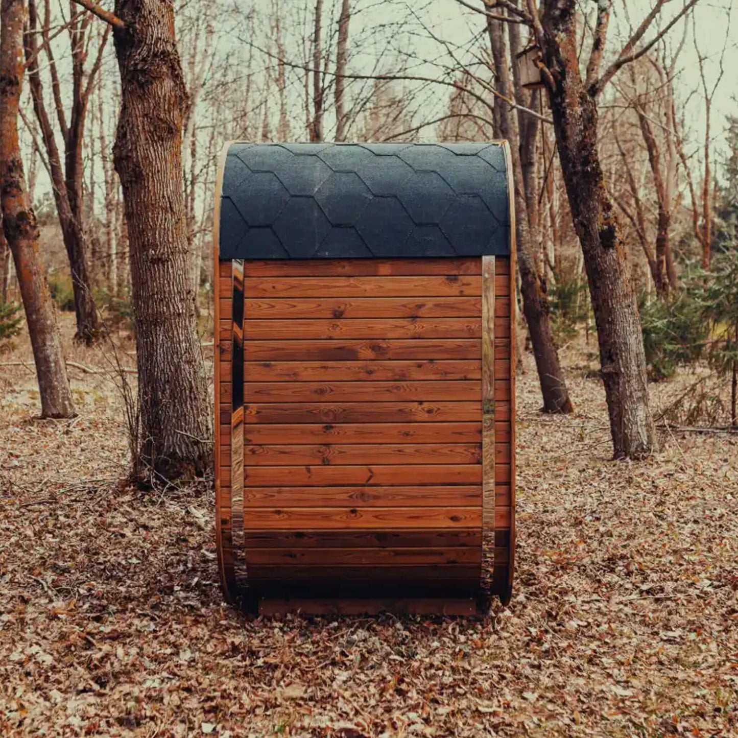 Premium 3-Person Outdoor Scandinavian ThermoWood Cube Sauna Kit With LED Lighting