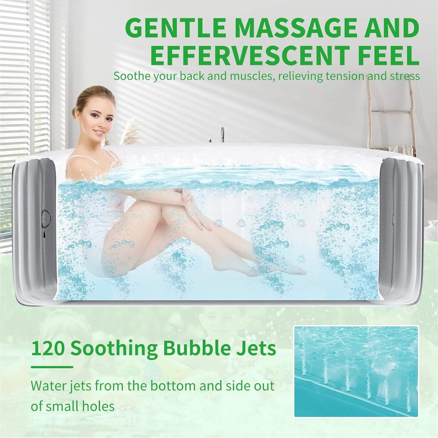 Premium Large 4-Person Inflatable Hot Tub Kit With 8-Color LED Lights