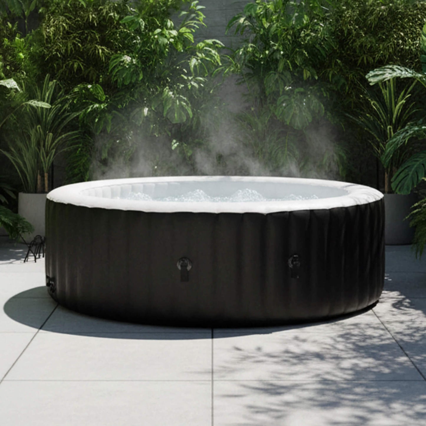 Premium Large 4-Person Inflatable Hot Tub Kit With 8-Color LED Lights