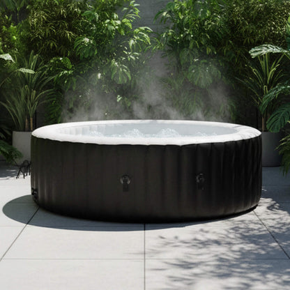 Premium Large 4-Person Inflatable Hot Tub Kit With 8-Color LED Lights