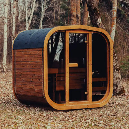 Premium 4-Person Outdoor Scandinavian ThermoWood Cube Sauna Kit With LED Lighting