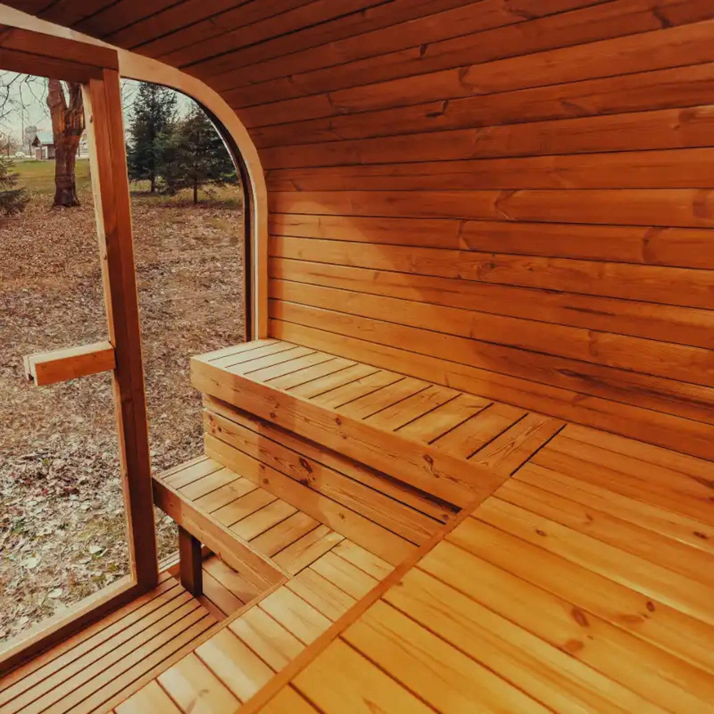 Premium 6-Person Outdoor Scandinavian ThermoWood Cube Sauna Kit With LED Lighting