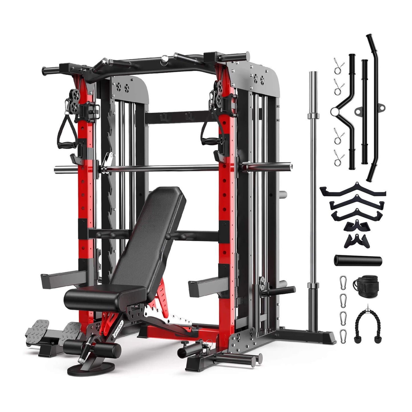 Rovix Premium 2000LBS All-In-One Squat Rack Power Cage With Smith Machine (SAK59213)