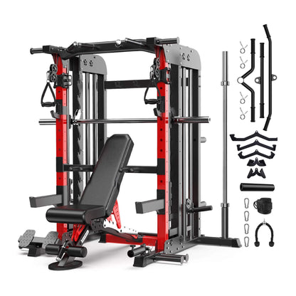 Rovix Premium 2000LBS All-In-One Squat Rack Power Cage With Smith Machine (SAK59213)