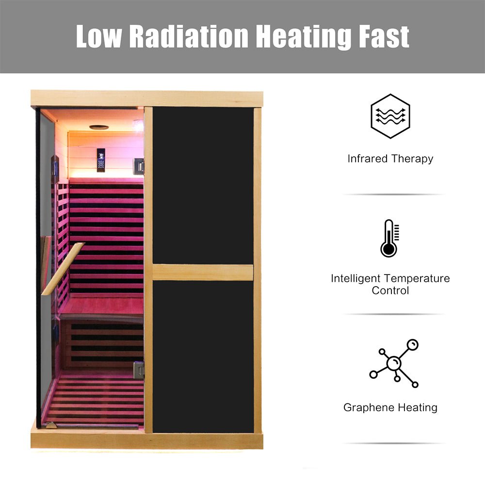 Thermora Premium Large 2-Person V-Shaped FAR Infrared Sauna Room With Double Glass Doors, 1980W