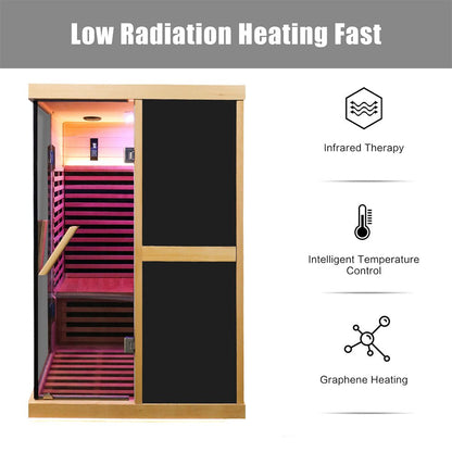 Thermora Premium Large 2-Person V-Shaped FAR Infrared Sauna Room With Double Glass Doors, 1980W