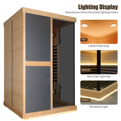 Thermora Premium Large 2-Person V-Shaped FAR Infrared Sauna Room With Double Glass Doors, 1980W