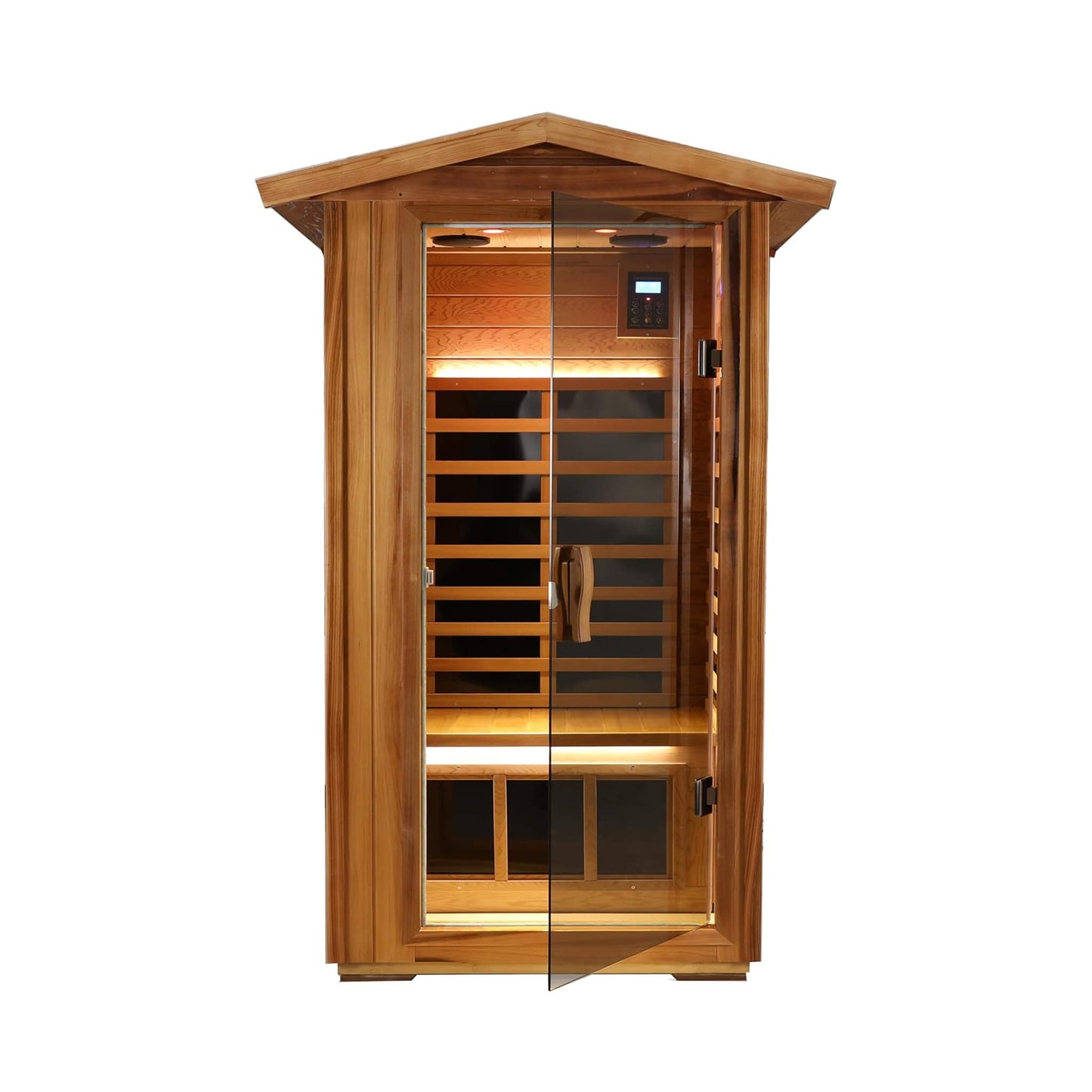 Thermora Premium 1-Person Outdoor Red Cedar Infrared Sauna With Low EMF, Chromotherapy And Bluetooth