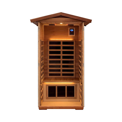 Thermora Premium 1-Person Outdoor Red Cedar Infrared Sauna With Low EMF, Chromotherapy And Bluetooth