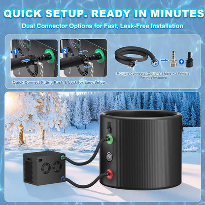 FCP Premium XL 120 Gal Cold Plunge Tub Kit With 1/3 HP Chiller, Filter And Pump