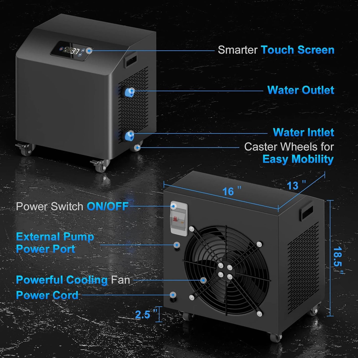 FCP Premium XL 120 Gal Cold Plunge Tub Kit With 1HP Chiller, Filter, And Pump