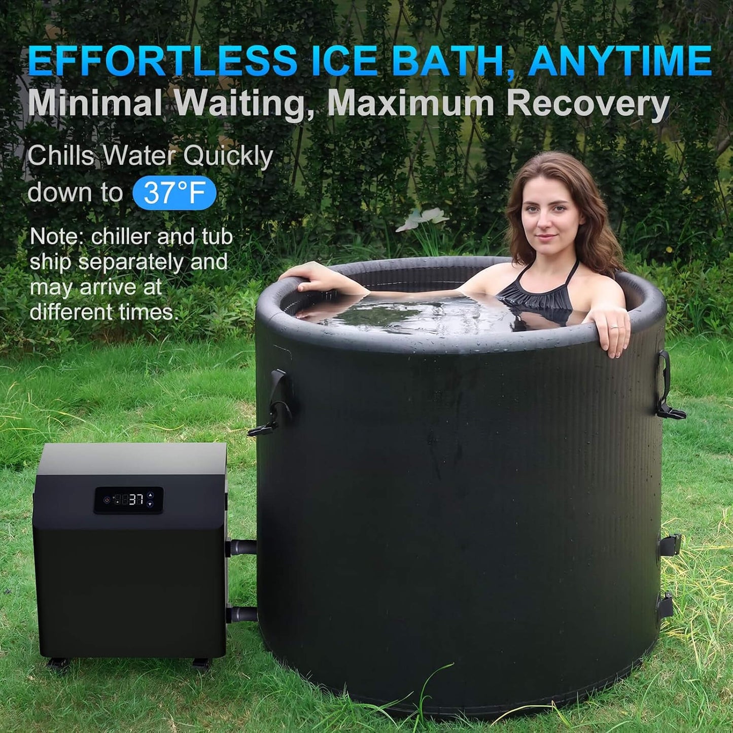 FCP Premium XL 120 Gal Cold Plunge Tub Kit With 1HP Chiller, Filter, And Pump