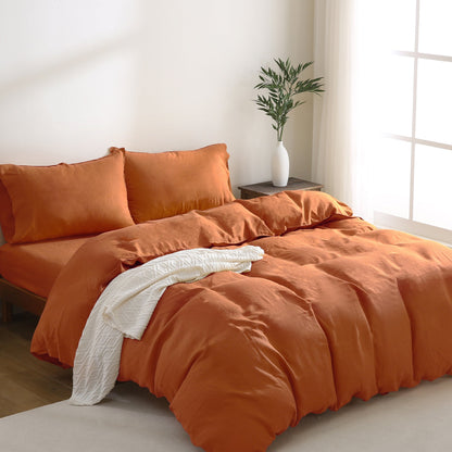 100% Linen Bedding Set (1 Duvet Cover 1 Fitted Sheet 2 Pillowcases)