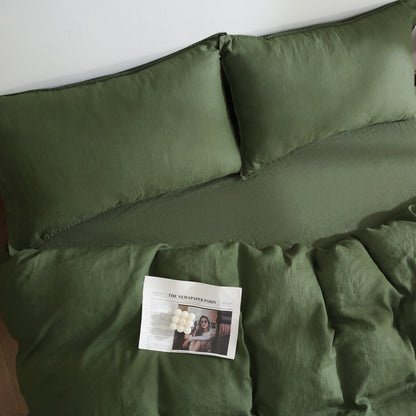100% Linen Bedding Set (1 Duvet Cover 1 Flat Sheet 2 Pillowcases)