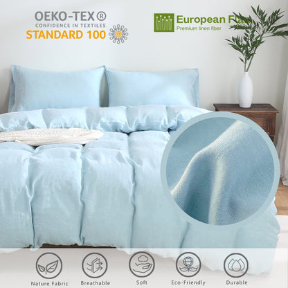 100% Linen Duvet Cover - Blue Duvet Cover Only
