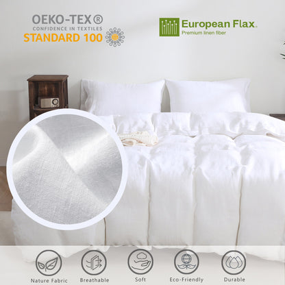 100% Linen Duvet Cover - White Duvet Cover Only