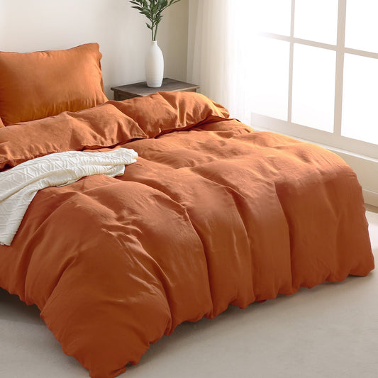 100% Linen Duvet Cover - Caramel Duvet Cover Only