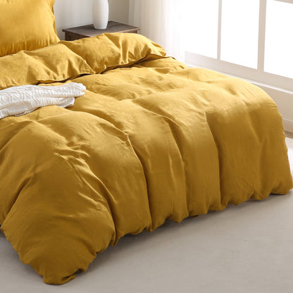 100% Linen Duvet Cover - Yellow Duvet Cover Only