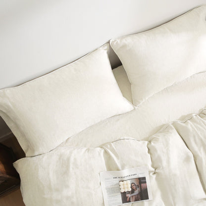 Pure French Linen Pillowcases (Set of 2) - Cream White
