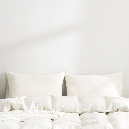 Pure French Linen Pillowcases (Set of 2) - Cream White