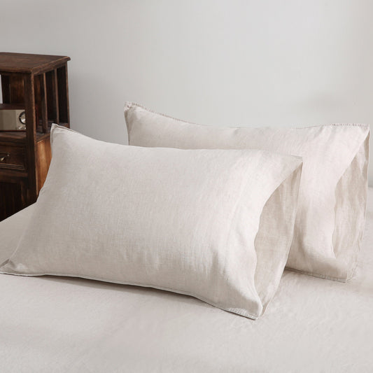 100% Pure French Linen Pillowcases (Set of 2) - Natural Linen