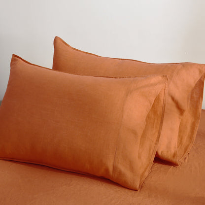 100% Pure French Linen Pillowcases (Set of 2) - Caramel