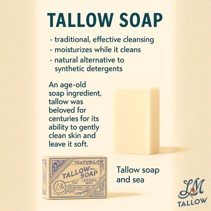 Deluxe Tallow Skincare Gift Set - 6-Piece Grass-Fed Bundle with Candle & Soaps