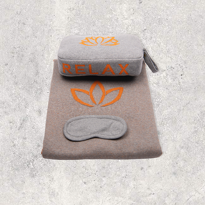 Lotus Relax Organic Cotton Travel Blanket and Eye Mask Set
