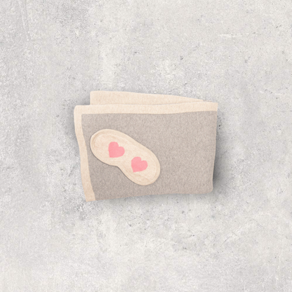 Crazy Hearts Capri Organic Cotton Travel Blanket and Eye Mask Set