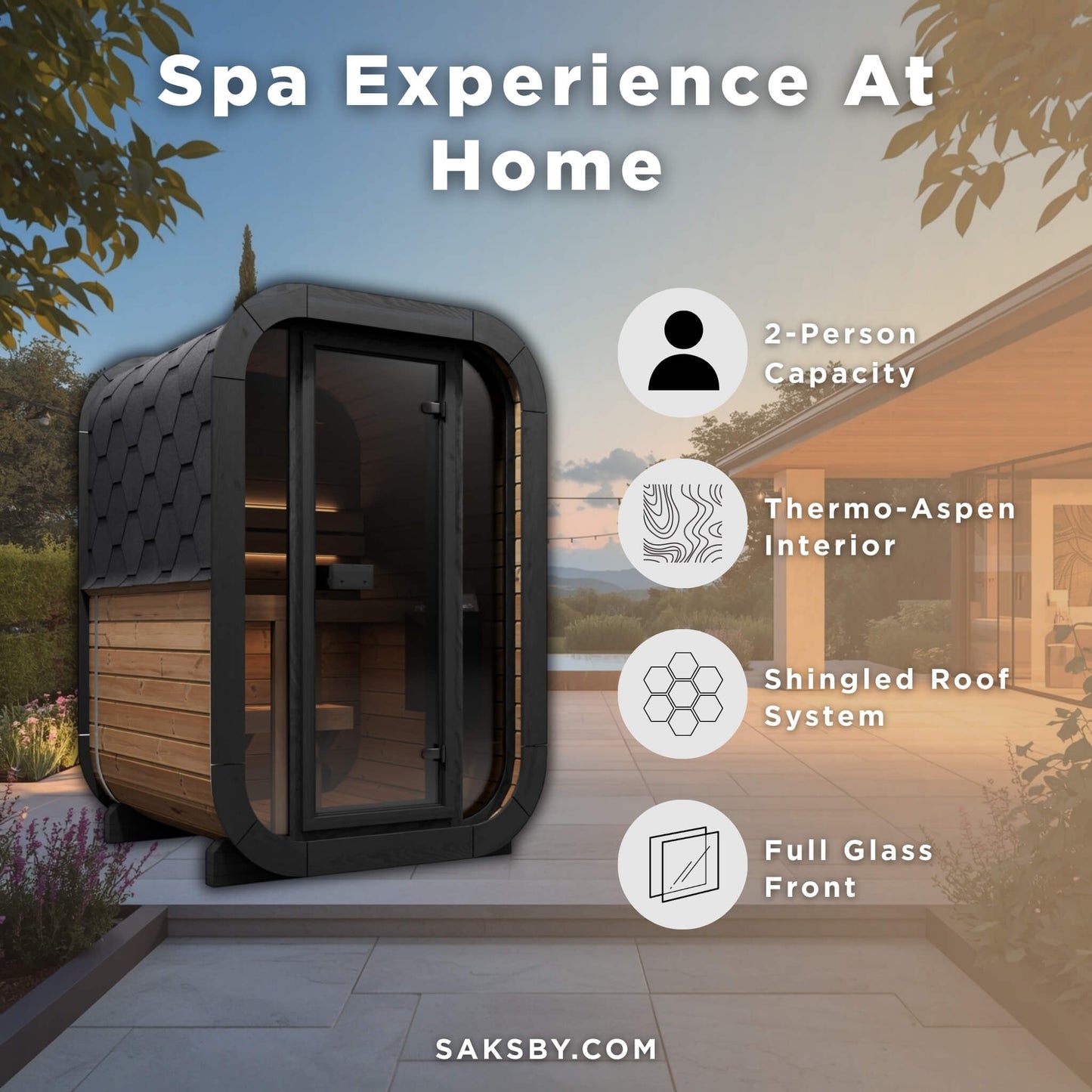 SaunaLife Model CL3G Cube-Series Outdoor 2-Person Home Sauna Kit