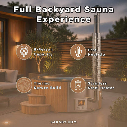 SaunaLife Model S4N Premium 6-Person Home Wood-Burning Hot Tub