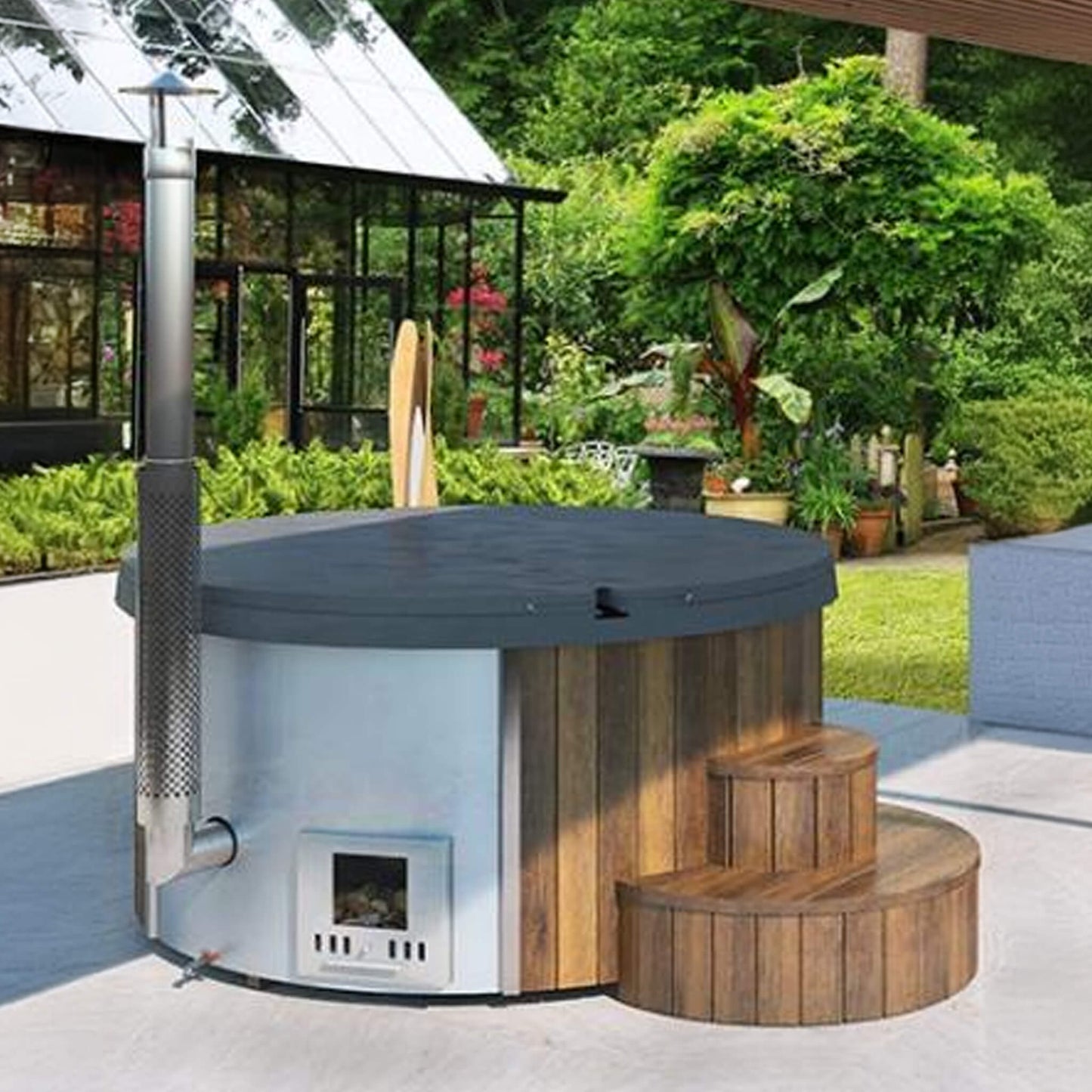 SaunaLife Model S4N Premium 6-Person Home Wood-Burning Hot Tub [SL-MODELS4N] (SAK28371)