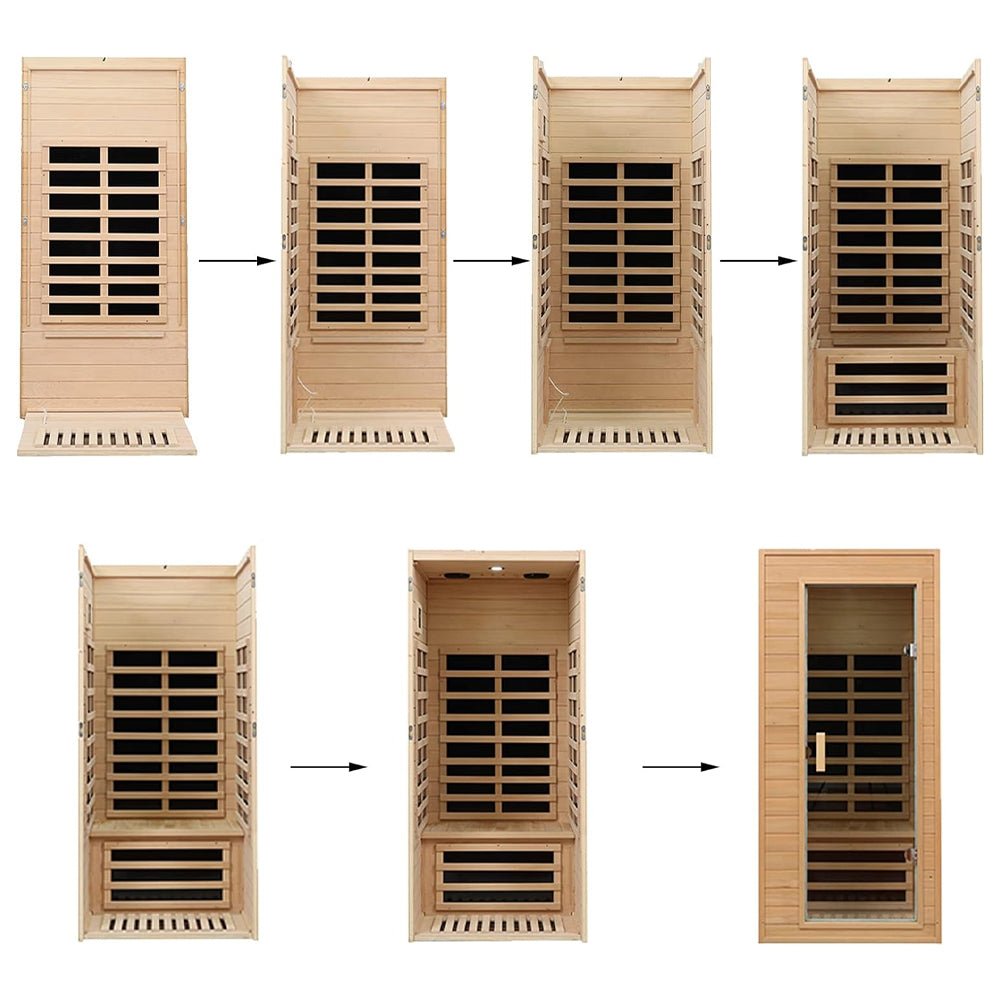 Thermora Premium 1-Person Indoor Low EMF FAR Infrared Heat Hemlock Wood Personal Home Spa Sauna, 1200W