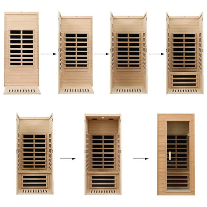 Thermora Premium 1-Person Indoor Low EMF FAR Infrared Heat Hemlock Wood Personal Home Spa Sauna, 1200W