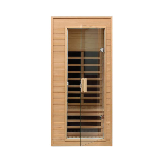 Thermora Premium 1-Person Indoor Low EMF FAR Infrared Heat Hemlock Wood Personal Home Spa Sauna, 1200W