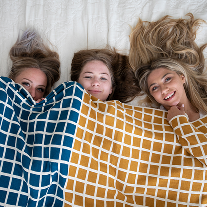 Sveda Reversible Squares Organic Cotton Throw Blanket
