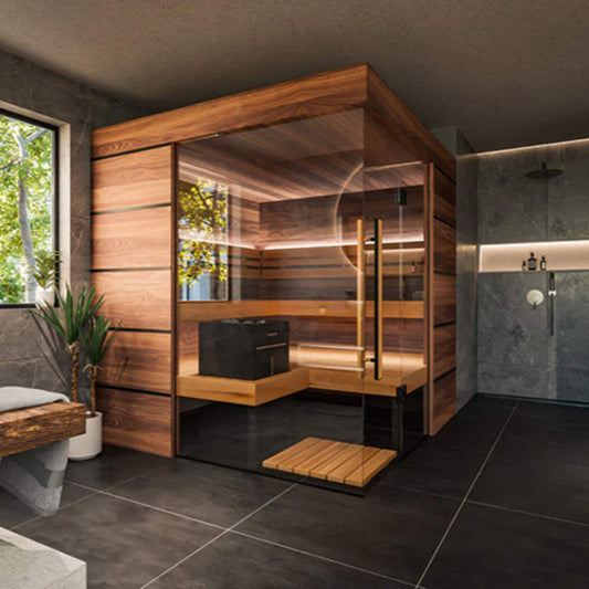 ThermaSol Astra 4-Person Indoor Semi Panoramic Glass Sauna Cabin