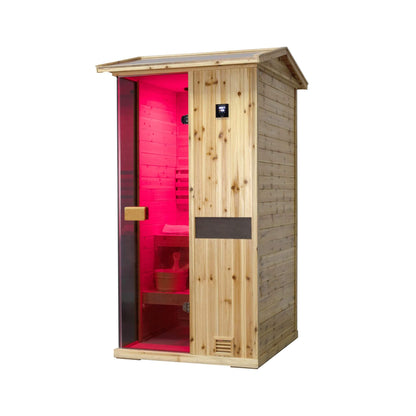 Thermora Nova 1-Person Outdoor Weather-Resistant Traditional Wooden Steam Sauna Room