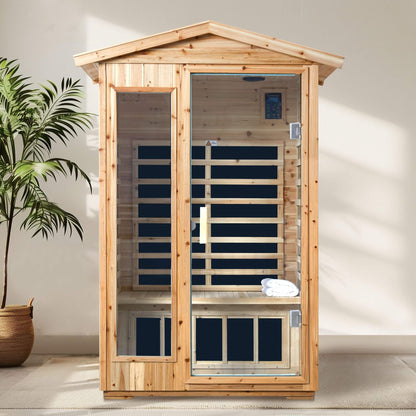 Thermora 2-Person Outdoor Infrared Sauna With Bluetooth Audio And LED Lighting