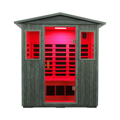 Thermora 3-Person Full-Spectrum Low EMF Carbonized Composite Infrared Sauna Room With Bluetooth Speakers