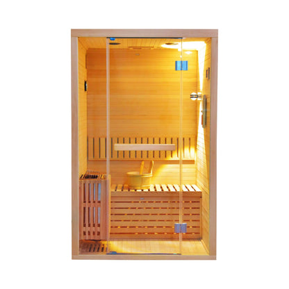 Thermora Alpine Premium 2-Person 3KW Hemlock Wood Sauna With LED Wall Light (SAK28471)
