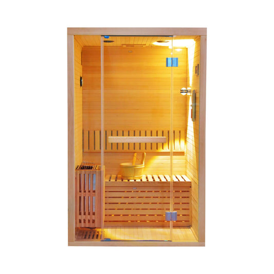 Thermora Alpine Premium 2-Person 3KW Hemlock Wood Sauna With LED Wall Light (SAK28471)