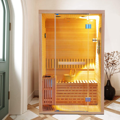 Thermora Alpine Premium 2-Person 3KW Hemlock Wood Sauna With LED Wall Light (SAK28471)